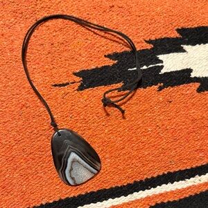 Black and White Agate Pendant Necklace